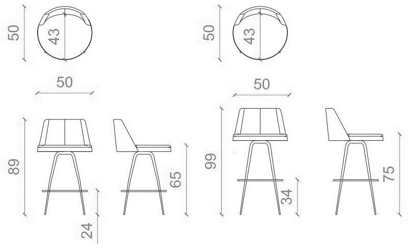 B&T Design Кожаный табурет с подставкой для ног sun-id-1401485 - Вид №3