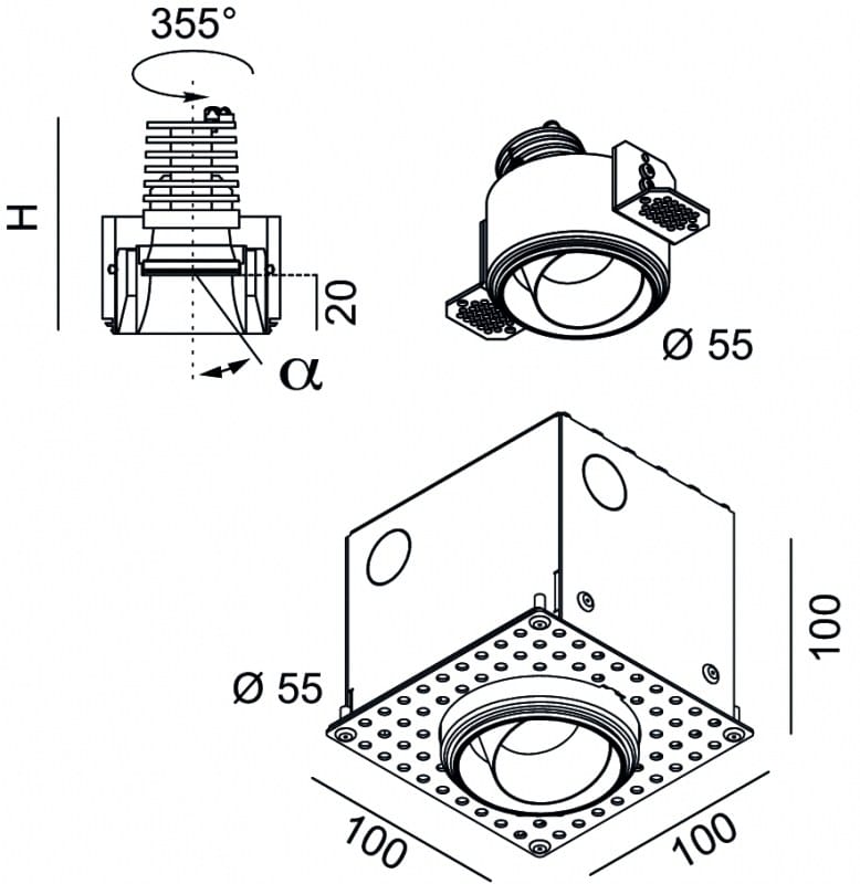 Регулируемый встраиваемый прожектор Lucifero's NYX TRIMLESS ARCH-00129813 - Вид №4