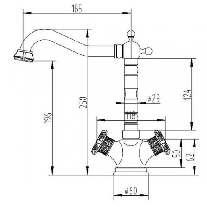 Zorg A 3005K-BR бронза Смеситель для кухни Zorg 250 х 185  - Вид №2