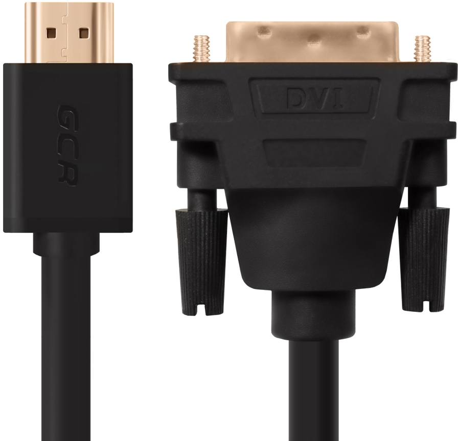 GCR-HD2DVI1-5.0m кабель hdmi-dvi 5.0m черный, od7.3mm, 28/28 awg, позолоченные контакты, 19pin am / 24+1m am double link, , тройной экран Greenconnect Santreyd  - Вид №2