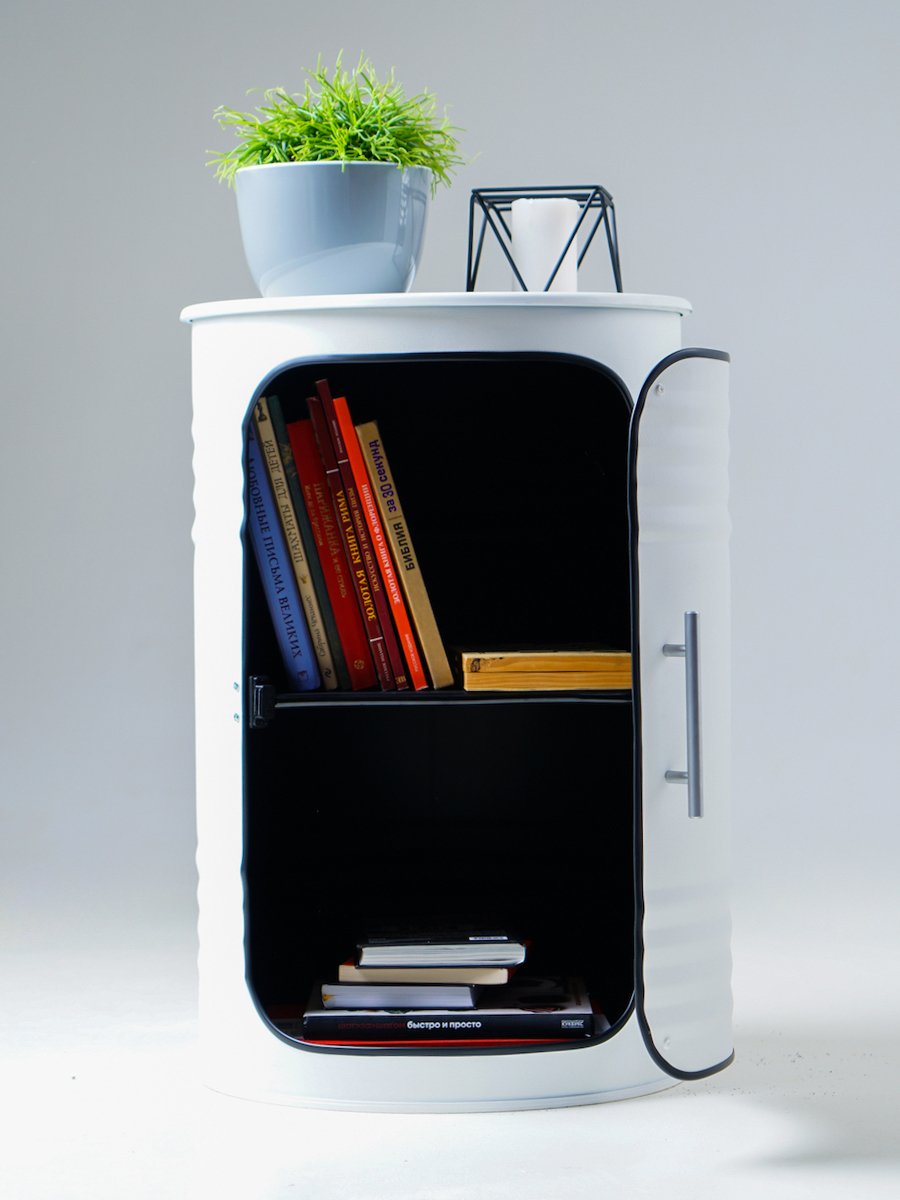 Бочка-шкаф декоративная металлическая белая Pro White STARBARREL  00-3895253 Белый  - Вид №4