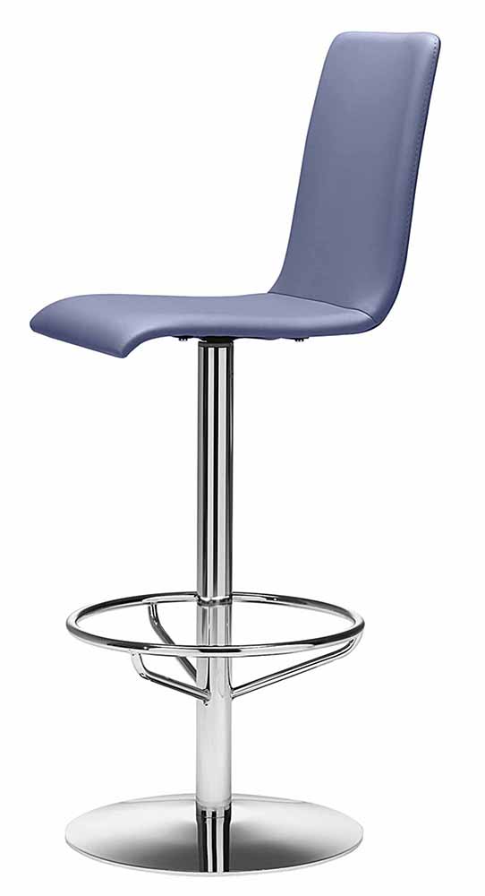 Luna 330 Барный стул поворотный со стальным основанием по центру. Сиденье и спинка из дерева или бука с обивкой. Et al. Luna