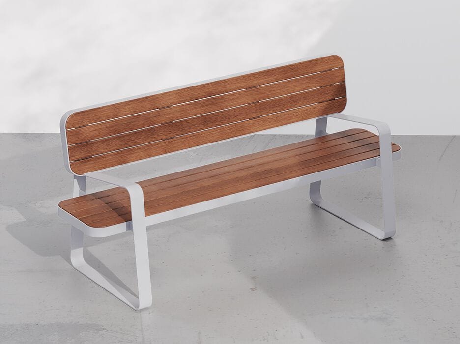 Стальная и деревянная скамья со спинкой DIMCAR ACE ARCH-00118171