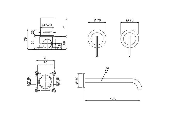 Настенный смеситель для раковины с 3 отверстиями QD Magistro Lab Swing ARCH-00093271 - Вид №2
