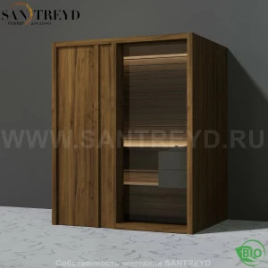 Effegibi YOKU.D45 BI.70200020 Био-сауна с левой дверью. Мощность: 4,5 кВт макс. Размеры: длина 174 см, ширина 132 см. Отделка: чёрный орех