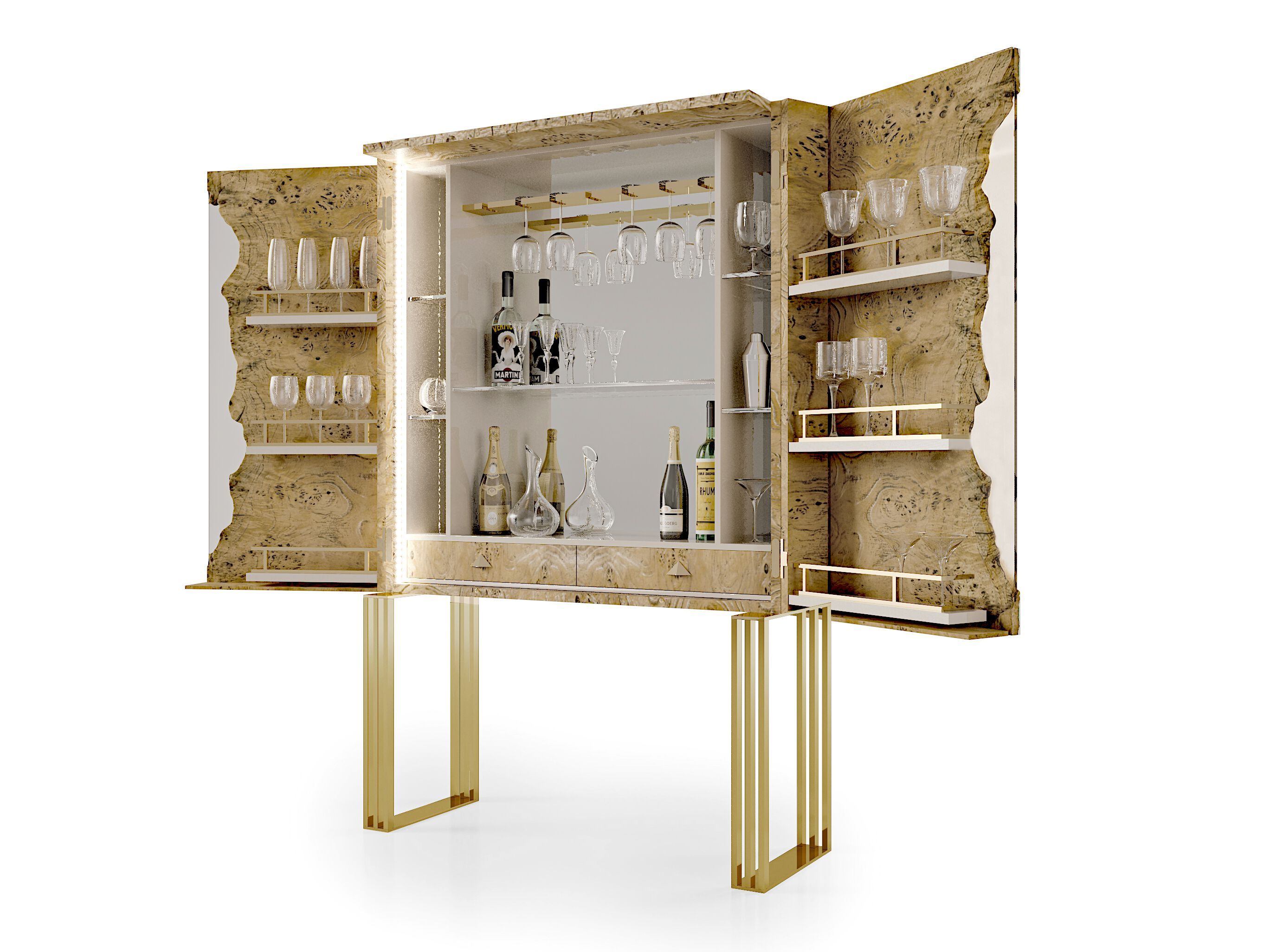 Деревянный барный шкаф со встроенным освещением Bizzotto Italia Symphony-Infinity ARCH-00024229