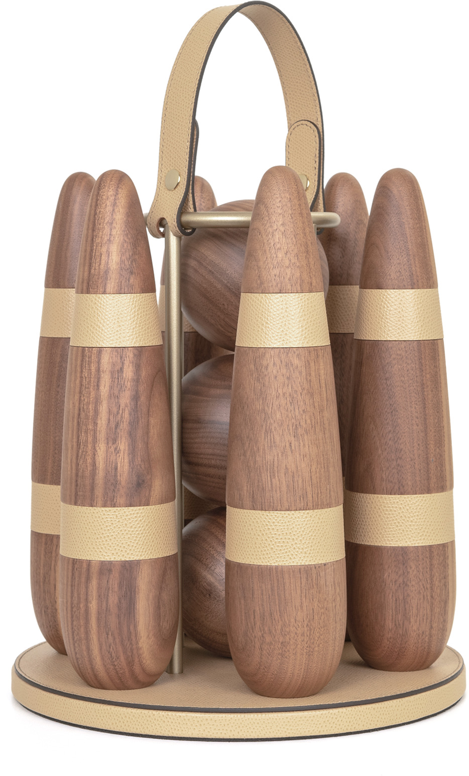 Набор для боулинга - Ø 22XH35 см / зернистая кожа_серо-коричневый