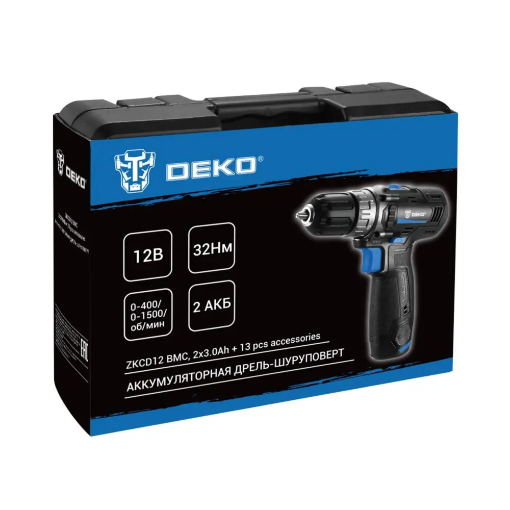Аккумуляторная дрель-шуруповёрт DEKO ZKCD12 с кейсом и оснасткой 13 предметов 89370288 STLM-1494828 - Вид №5
