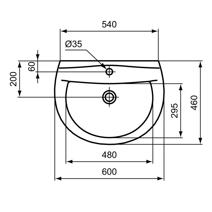 W413961 Раковина для установки с пьедесталом / полупьедесталом VIDIMA SIRIUS - Вид №3