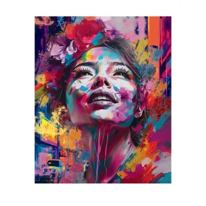 Картина на холсте Девушка в красках 40x50 см