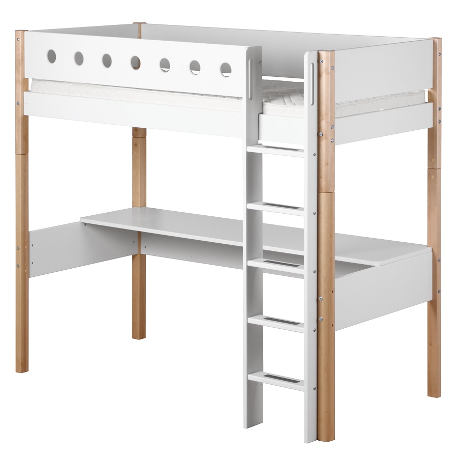 Кровать Flexa White высокая с прямой лестницей, 200 см, белая лакированная 801750295 - Вид №2