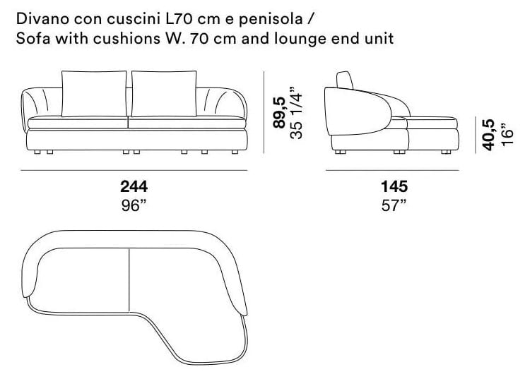 Тканевый диван с полуостровом Alf DaFrè ARCH-00146706 - Вид №2