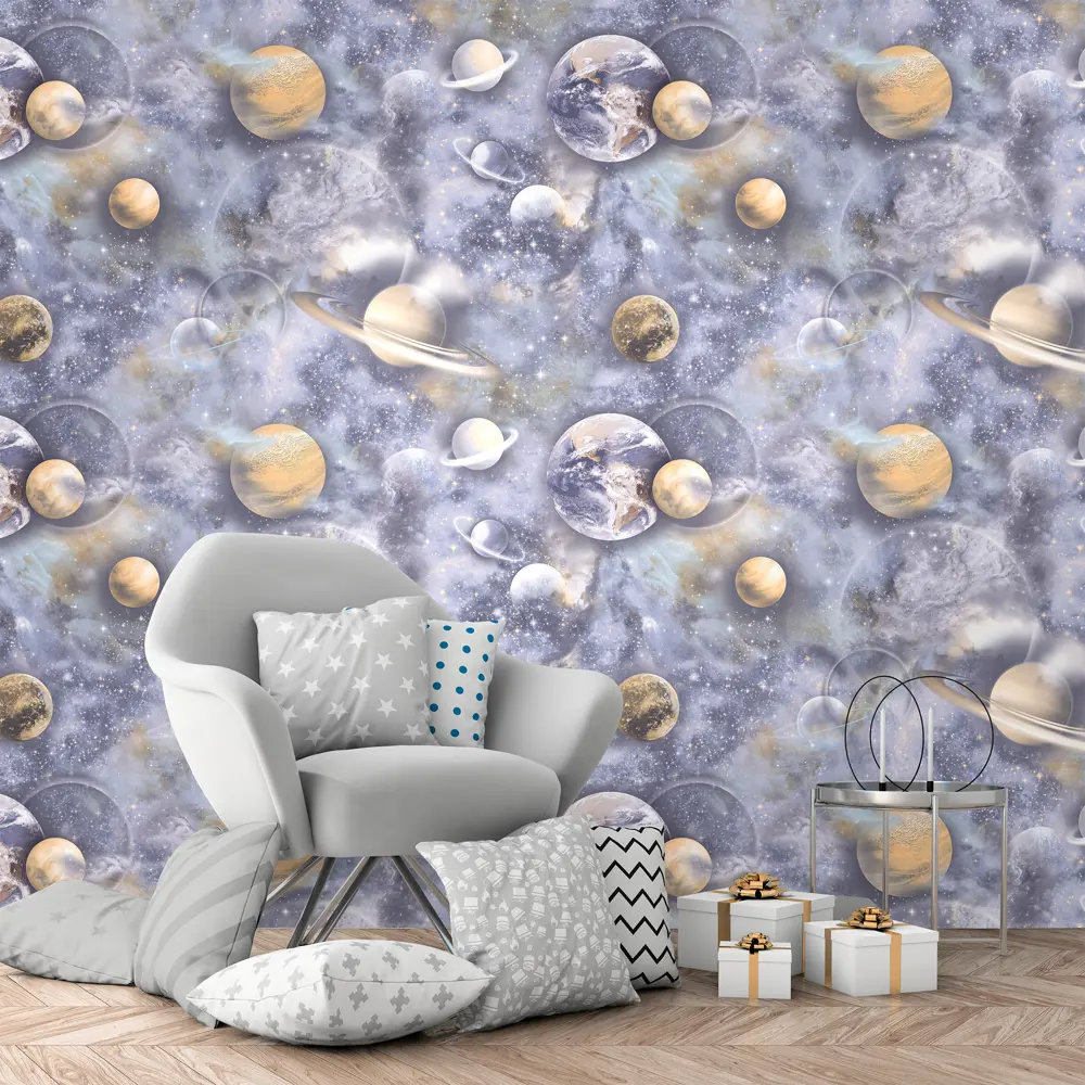 ELYSIUM Космос - Флизелиновые обои небесно-голубого оттенка 89346612 STLM-0835320 - Вид №3