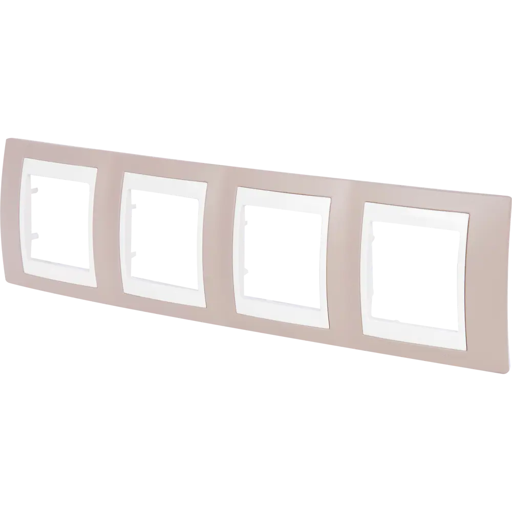 Рамка для розеток и выключателей Systeme Electric Unica 4 поста, цвет коричневый/бежевый STLM-2020080 - Вид №1