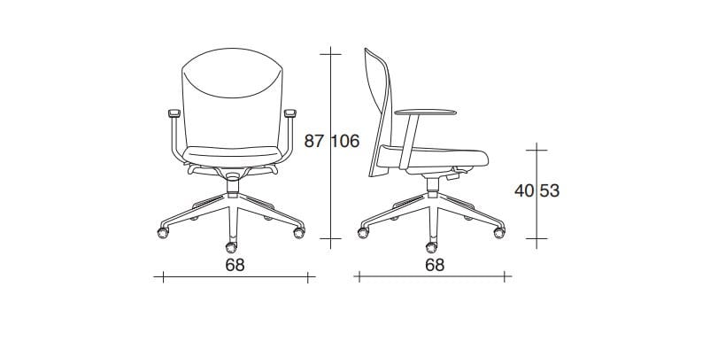 Офисное кресло из ткани с колесами и подлокотниками с 5 спицами TALIN Vulcan ARCH-00031167 - Вид №2