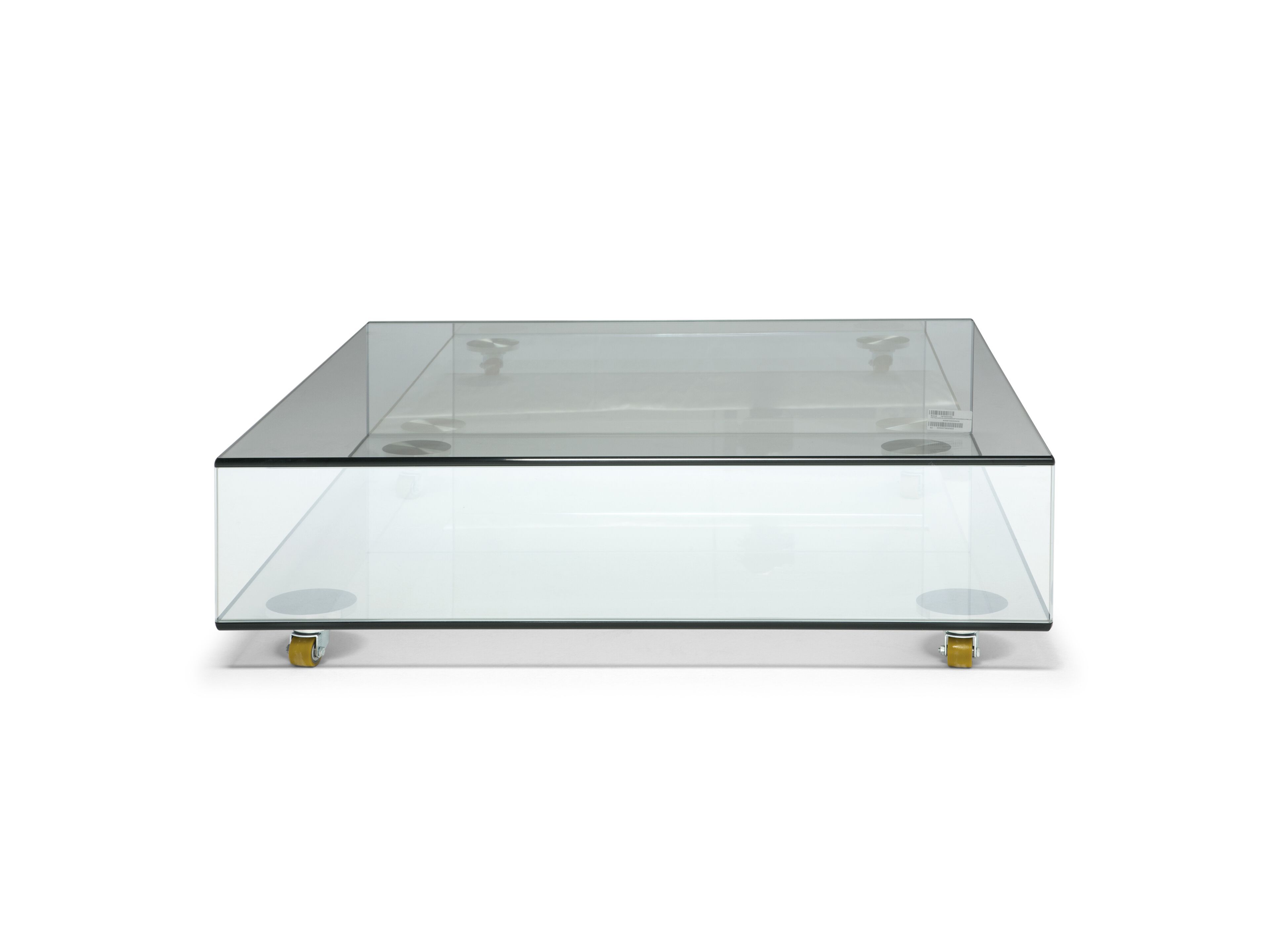 Стеклянный низкий квадратный журнальный столик с колесами Natuzzi Italia PATIO ARCH-00110550