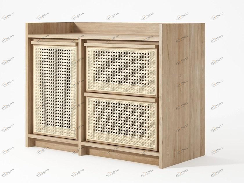 KARPENTER Комод из массива дерева и ротанга Roots Rt08-o