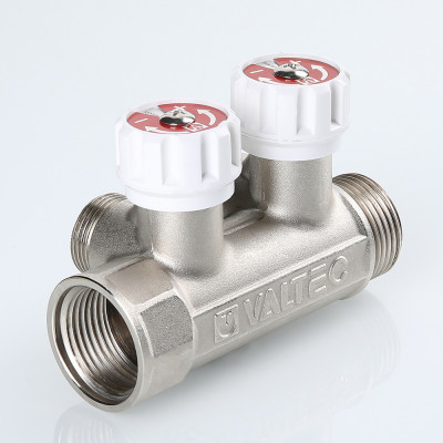 VTc.570.NE.0602 Коллектор с регулирующими вентилями и выходами стандарта «евроконус» Valtec 1", 2 х 3/4"  - Вид №3