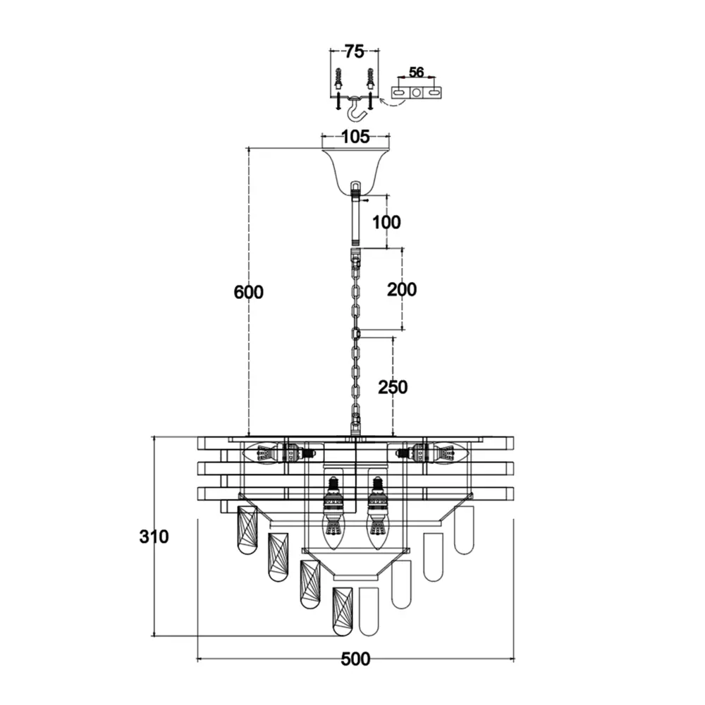 Люстра подвесная Rose 8 ламп 15 м² цвет золото ESTARES STLM-2081295 - Вид №8