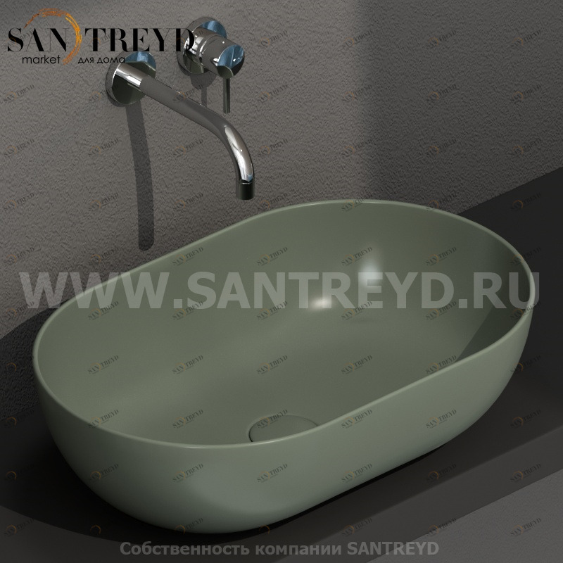 B6O54FE Накладная раковина на столешницу  овальная Ceramica Globo T-EDGE