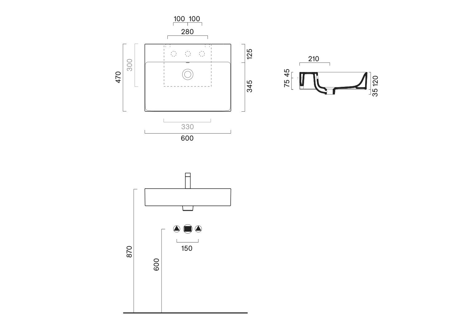 Одинарная раковина с переливом CERAMICA CATALANO премиум ARCH-00083474 - Вид №5