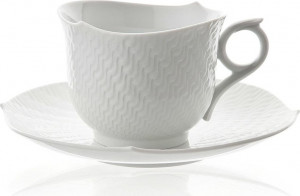 69811 Meissen Чашка для завтрака с блюдцем 300мл "Игра волн, рельеф, белый" Фарфор