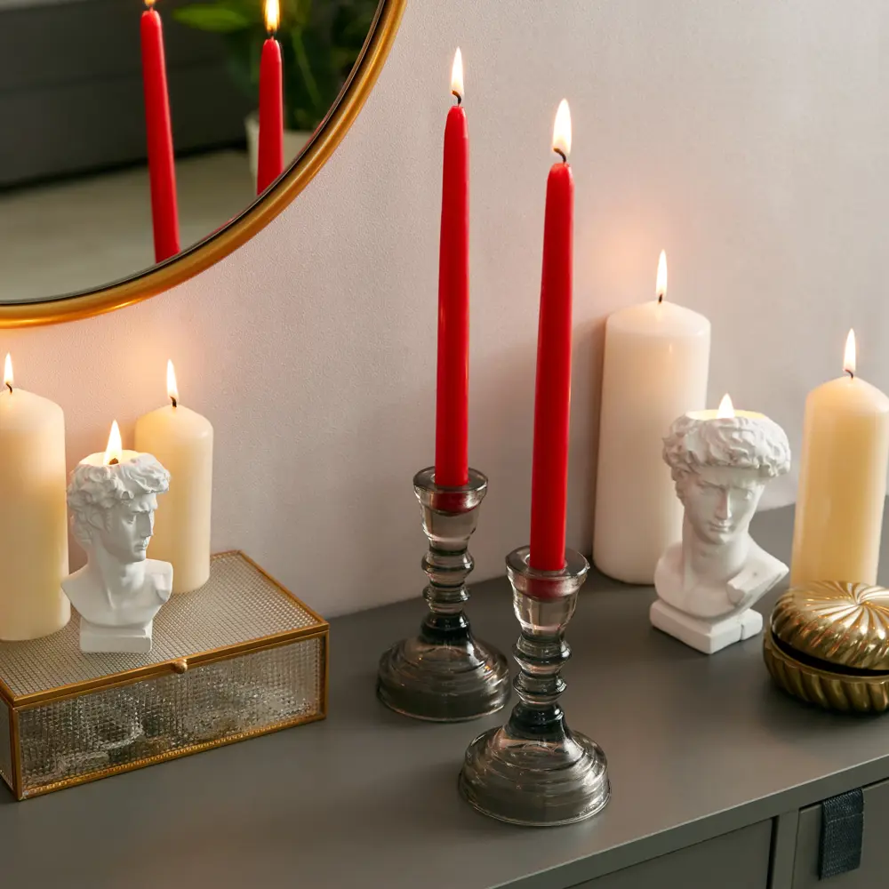 Santreyd: Античные свечи красные конусные 24.5 см, 2 шт 89369056 STLM-0826324