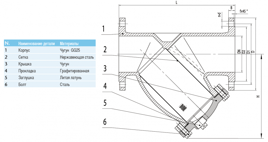 CIMBERIO CIM 3295 300 Чугунный фланцевый сетчатый фильтр CIM 3295 PN16  - Вид №1