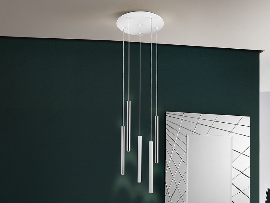 085345 Подвесной светильник 5L хром/белый Schuller Varas  - Вид №1