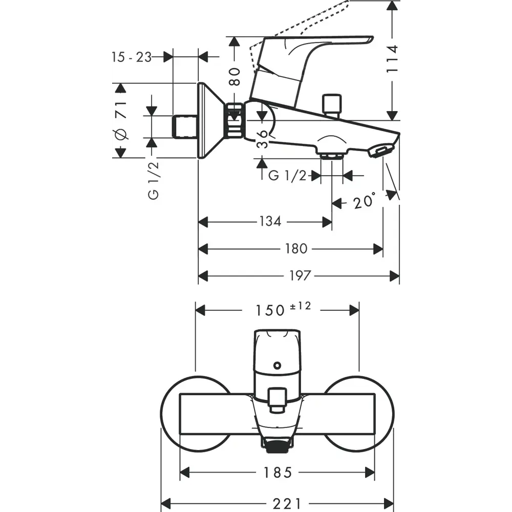 Смеситель для ванны Hansgrohe Focus E2 однорычажный цвет хром 82600661 STLM-2133528 - Вид №4