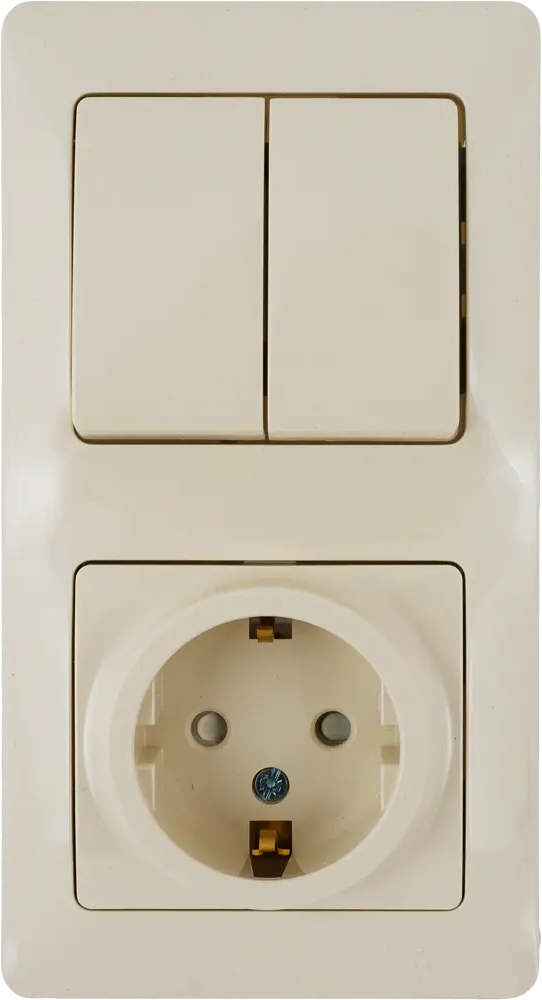 Блок выключатель с розеткой Schneider Electric Glossa бежевый, 2 клавиши 82170747