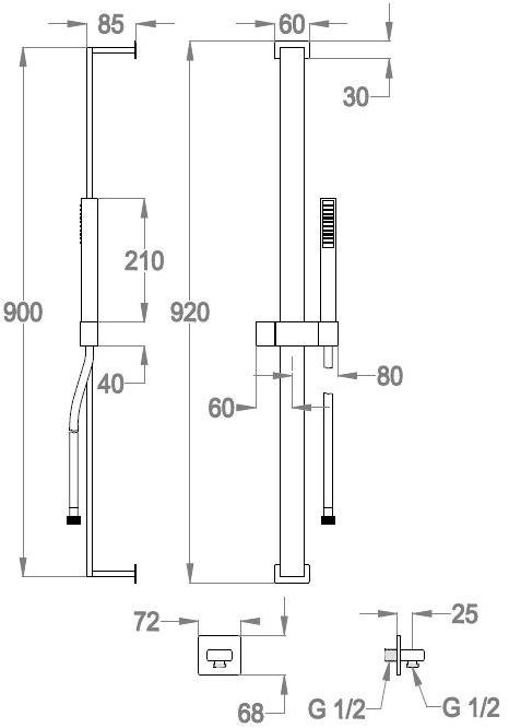 Fir Italia Хромированная направляющая с ручным душем Aste saliscendi 8538850 - Вид №2