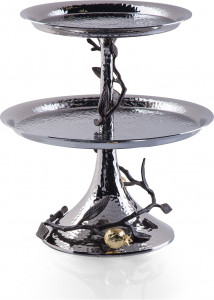 10612948 Michael Aram Блюдо двухъярусное Michael Aram Гранат 23см, сталь, серебристое Сталь нержавеющая