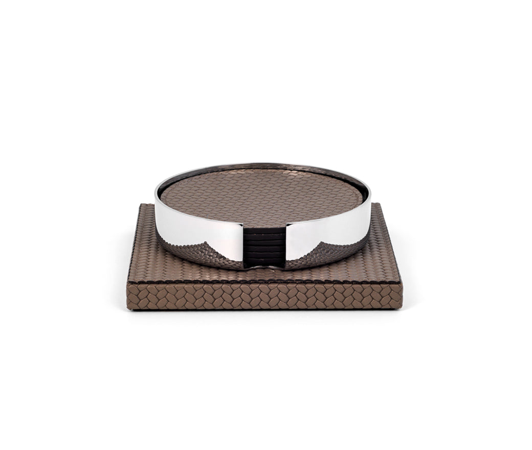 Подстаканник - 12,5x12,5 см / тканая кожа_coffee Pinetti 00.0107.061.015