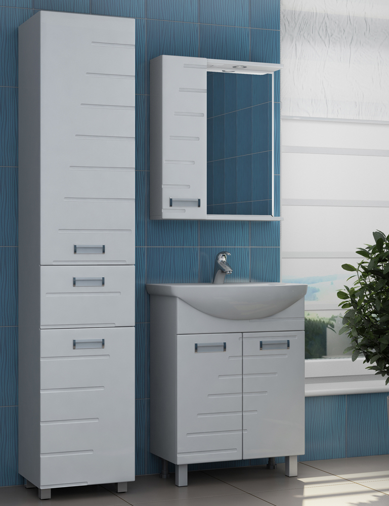 Зеркало Diana 600 левый со спотом600⨉150⨉700 мм белый VIGO sun-id-664536 - Вид №3