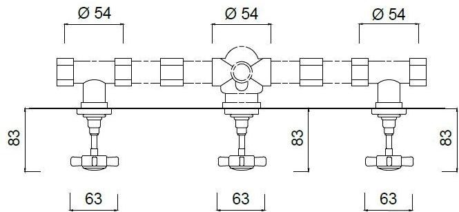 Rubinetteria Giulini Смеситель для душа на 3 отверстия с переключателем Kensington 3715w2 - Вид №1