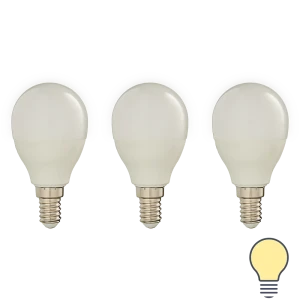 Набор умных ламп светодиодных Wi-Fi Osram Smart Plus E14 220-240 В 5 Вт шар малый матовая 470 лм, теплый белый свет, 3 шт