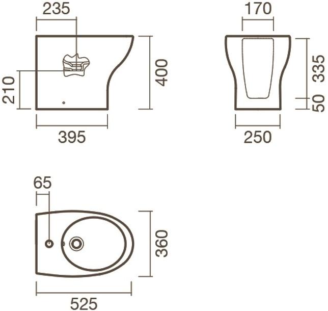Биде BTW приставное Sanitana POP ART S10076434900000 (PPBD2)  - Вид №1