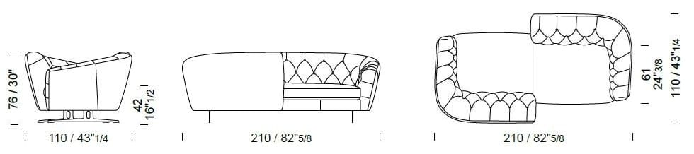 Тканевый диван vis à vis capitonné Borzalino New Kap ARCH-00085716 - Вид №2