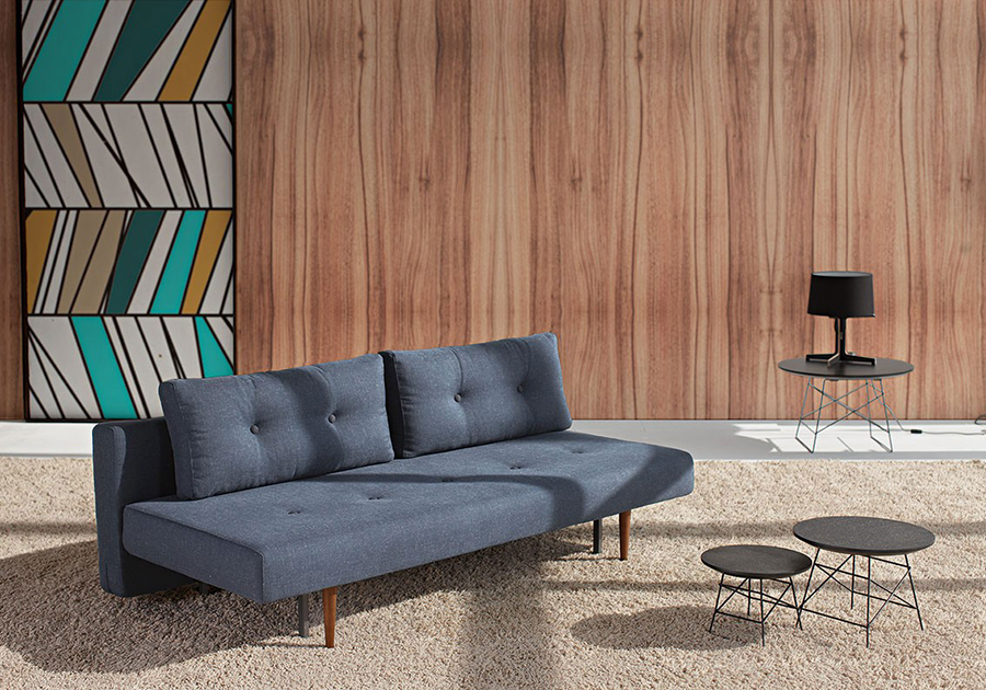 Диван Recast Plus с ножками из темного дерева и черной рамой, тёмно-синий Innovation Living RECASTPLUS515 - Вид №2