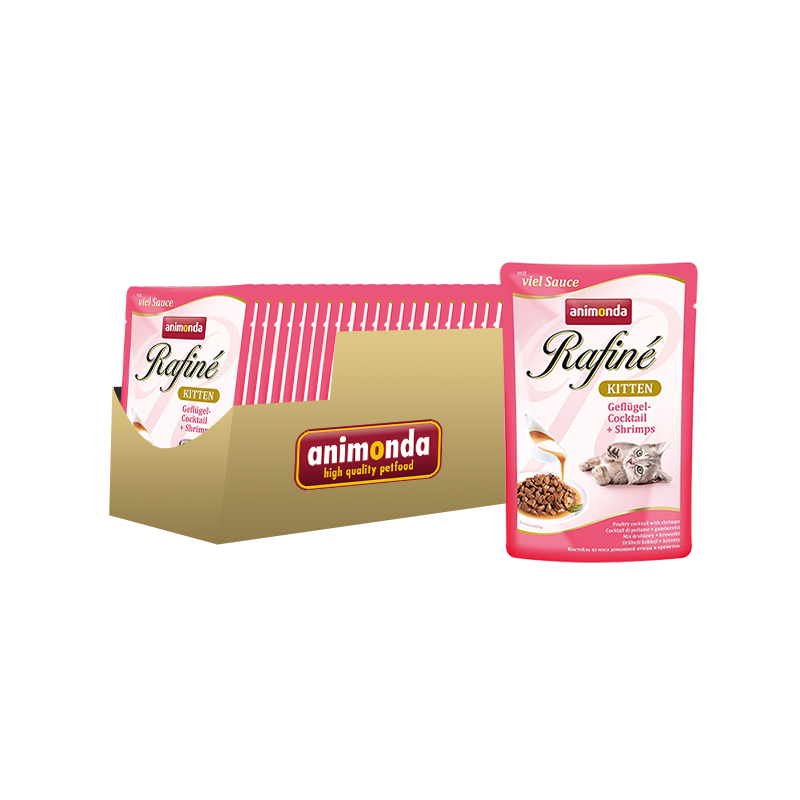 Т0055684*24 Корм для котят Rafin Soupe коктейль из птицы с креветками конс. 100г (упаковка - 24 шт) Animonda 