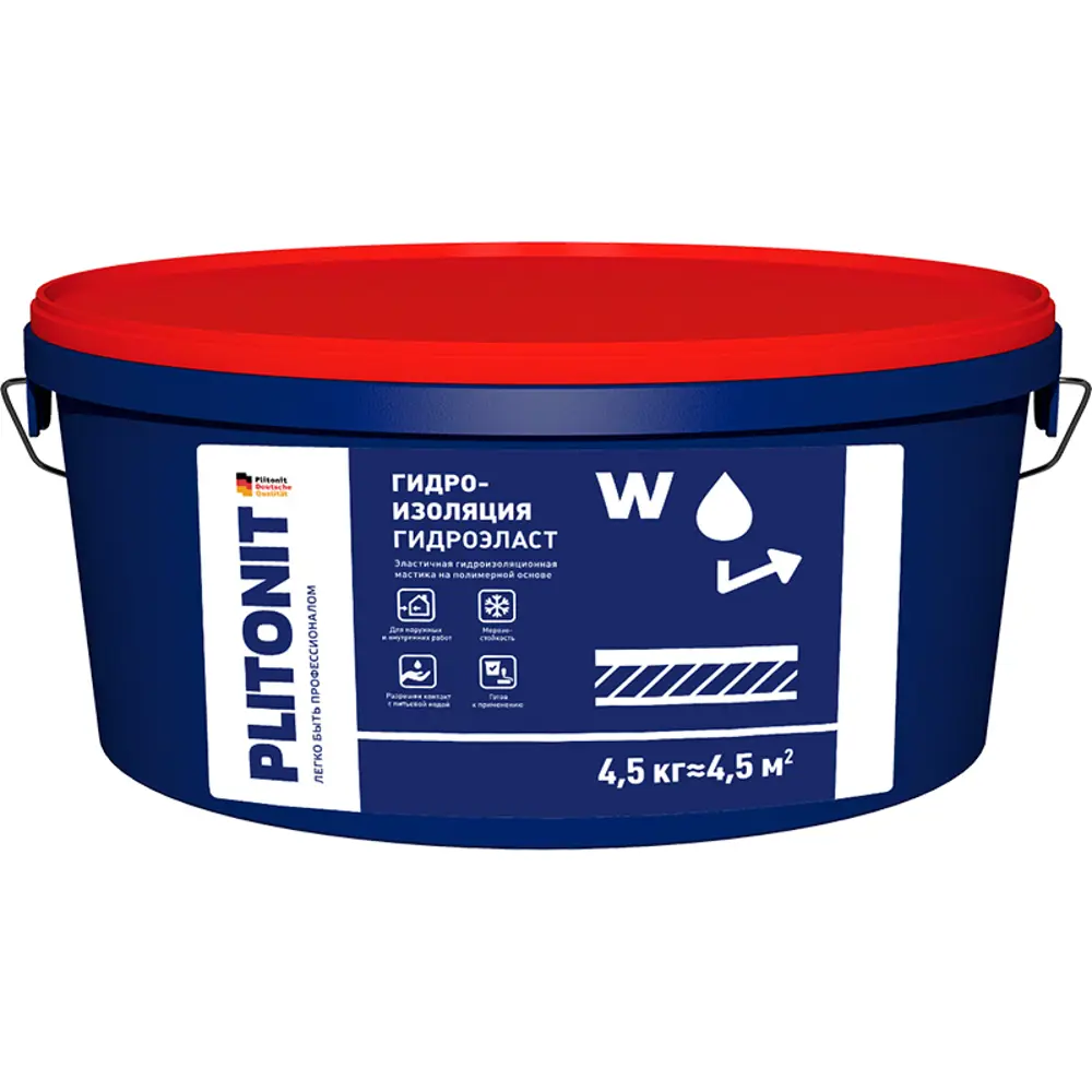 Гидроизоляция Plitonit ГидроЭласт, на полимерной основе, 4.5 кг Без серии STLM-2052425