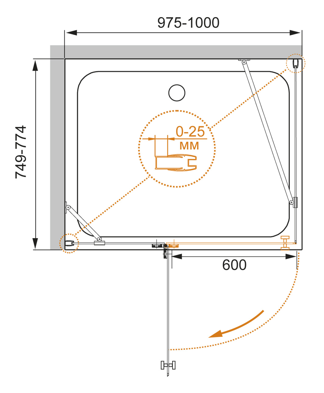 Душевой уголок CEZARES CRYSTAL-S-AH-1-100/80-C-Cr-L - Вид №1