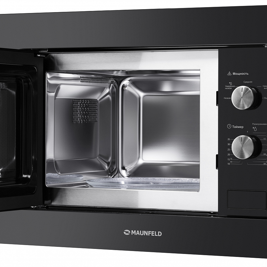 MBMO.20.1PGB Встраиваемая микроволновая печь jbmo.20.5grbg/ 60 см, 595x343,5x388 мм, механическое управление, 20 л, 1250 вт, черный цвет Maunfeld Santreyd  - Вид №3