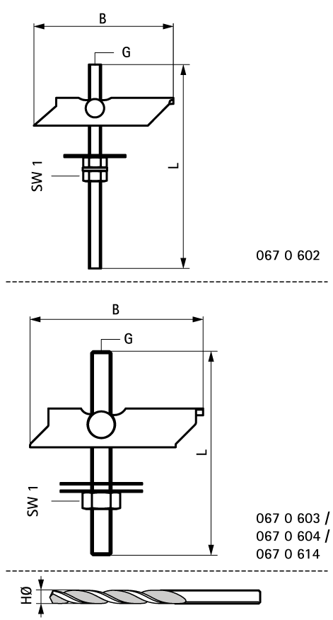 0670604 Крепление для труб  BIS Складной дюбель монтаж в полых стенах и т.д WALRAVEN  - Вид №1