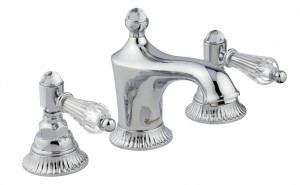 98033LCSWOR Смеситель The One для раковины на 3 отверстия. Прозрачные кристаллы Swarovski, цвет золото