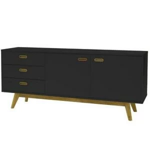 Сервант Tenzo Bess, 72х170х43 см, дуб, черный