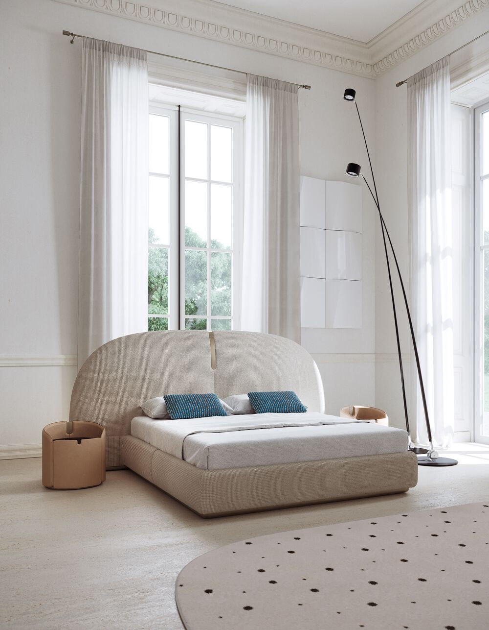 Круглая прикроватная тумбочка с кожаной обивкой Capital Collection Люкс ARCH-00132921 - Вид №12