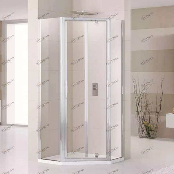 Душевой уголок 100x100 LUNES PENTAGONO S Novellini LUNES с серебристым профилем LUNESPS1001B