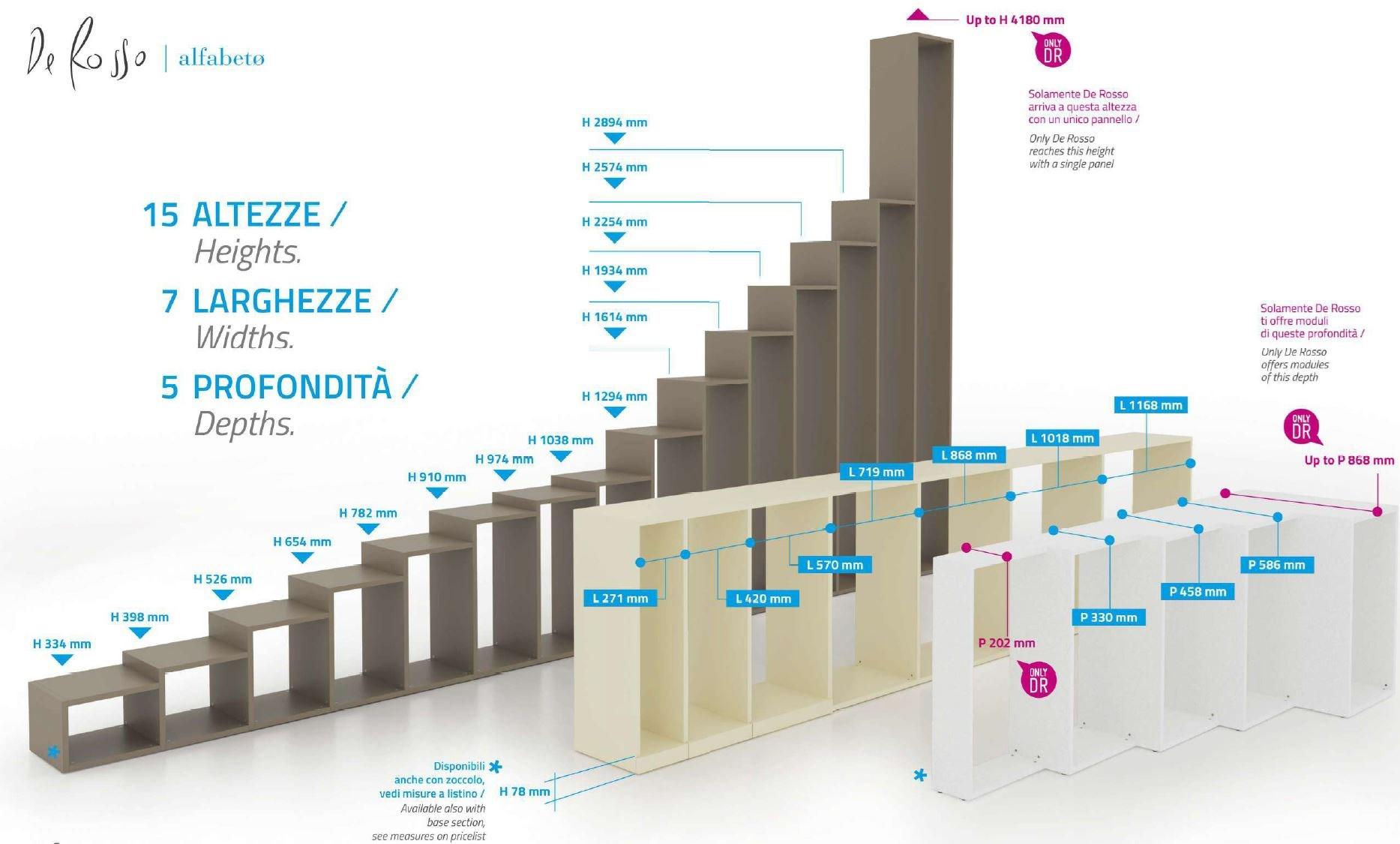 De Rosso Двусторонний открытый книжный шкаф на заказ из пвх Alfabeto sun-id-1489239 - Вид №6